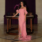 Sharon Said Dubai Peach Off Shoulder Evening Dresses with Overskirt Elegant for Women Wedding Formal Gown SF325 Customized