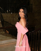Sharon Said Dubai Peach Off Shoulder Evening Dresses with Overskirt Elegant for Women Wedding Formal Gown SF325 Customized