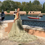 Pretty Evening Dresses Strapless V Neck A Line Sleeveless Floor Length Backless High Quality Customized Formal Occasion Banquet