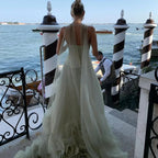 Pretty Evening Dresses Strapless V Neck A Line Sleeveless Floor Length Backless High Quality Customized Formal Occasion Banquet